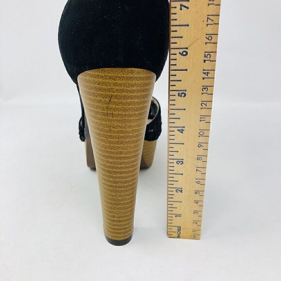 Dream‎ Paris Womans  Black Stiletto 5.5” Shoes, Open Toe, Ankle Strap Size 10 - Picture 9 of 15